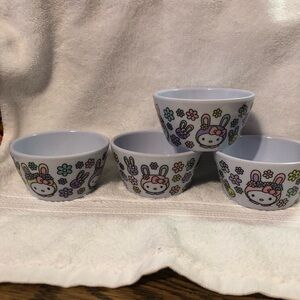 Hello Kitty Sanrio Easter bunny melamine ramekins small bowl food safe set of 4